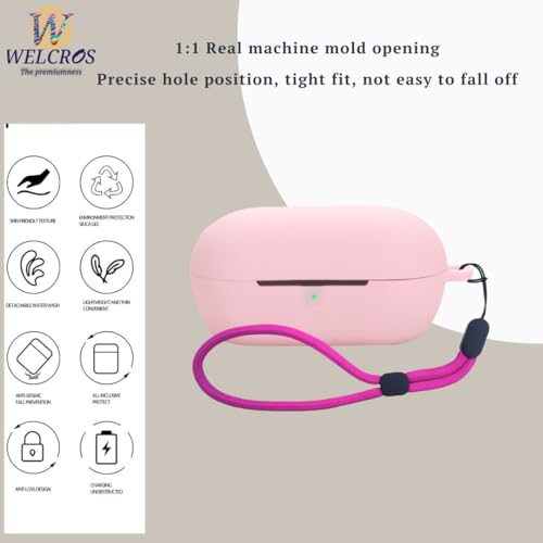 Image of WELCROS Soft Silicone Case Cover for Sony WF-C710N | C710NSA with Lanyard (Pink)