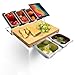 SUNUCO Tagliere con vassoio di raccolta in legno di bambù biologico, extra grande ed estensibile, con 5 scatole in acciaio inox e 1 supporto per telefono/tablet (40 x 28 x 3,2 cm) immagine