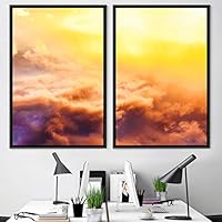 2 Piece Framed Canvas Wall Art Colorful Sky Canvas Prints Home Artwork Decoration for Living Room,Bedroom - 16