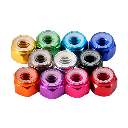 Bzcemind BZZ-8ZNRSHHRCUF-14,DARK BLUE,M3 10Pcs Aluminum Lock Nuts Anodized Colorful Aluminum Hex Nylon Insert Lock Nut Self-Locking Locknut,Dark Blue,M3 thumb #4