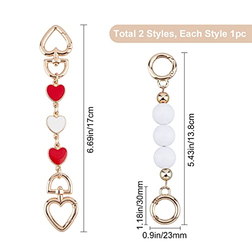 Image of GORGECRAFT 2 Styles Purse Chain Strap Extender Heart Round Shaped Handbag Extension Chain Bundle Bag Replacement Metal Purse Strap Charm for Shoulder Body Purse Clutch Handbag Chain Accessory