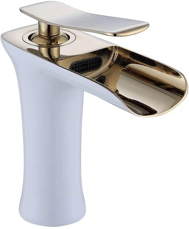 6IX Senses - Grifo de cascada para lavabo de baño de un solo agujero, grifo de cascada de una manija, grifo de 1 agujero, grifos de cascada, mango