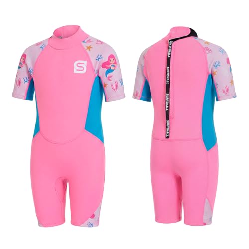 Kids Wetsuit for Girls, 2mm Thermal Neoprene Shorty Wet Suit for Swimming Surfing Snorkeling
