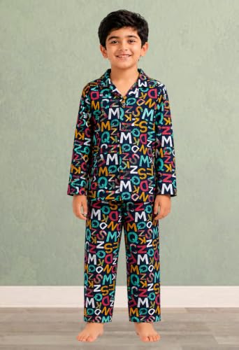 Image of 3BROS Kid's Pure Cotton Full Sleeves Night Suit /Dress for Boys /Girls Full Pajama & Top Sleep Suit Combo Set