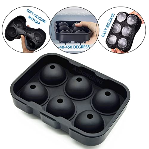 Image of Ice Cube Trays Silicone, Sphere Ice Ball Maker with Lid for Whiskey and Cocktails & Bourbon, Reusable and BPA Free