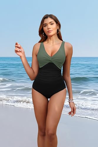 Image of Holipick Women Tummy Control One Piece Swimsuit - Push Up Bathing Suit Full Coverage Slimming Swimwear