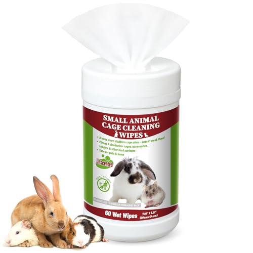Image of 1 Pack Small Animal Cage Wipes 60 Count Small Animal Cage Clean up Wipes Removes Stubborn Caked-on Hamster Cages Cleaner for Pet Bunny Supplies Cleaning Deodorizing