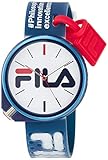 Montres - Sport - Affichage Analogique - Bracelet en Silicone Bleu - Cadran Blanc Taille du boitier 42mm - Garantie 2 ans - Fournie dans un emballage de la Marque Fila
