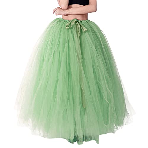 Falda de puerta para mujer, color verde claro, monocolor, con lazo, falda hinchada, falda de rendimiento, falda de noche, carnaval, disfraz, cosplay, danse, camuflaje, Talla única