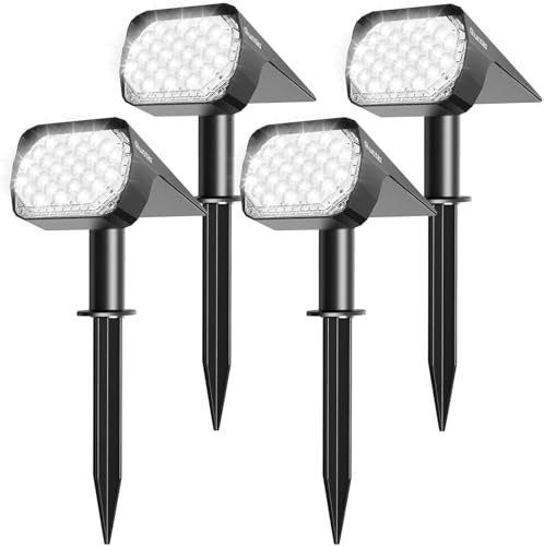 Quntis 4Pcs Focos Solares para Exterior, Quntis 2 en 1 Lámparas Solar Jardin, Impermeable Luz Solar Pared, 3 Modos...