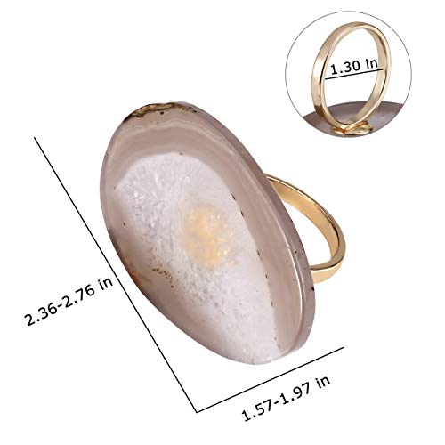 6 Pack Natural Agate Napkin Rings, Yoption Napkin Holders For Decoration Home, Kitchen, Wedding, Parties, Picnics, Buffet Table #TOP1