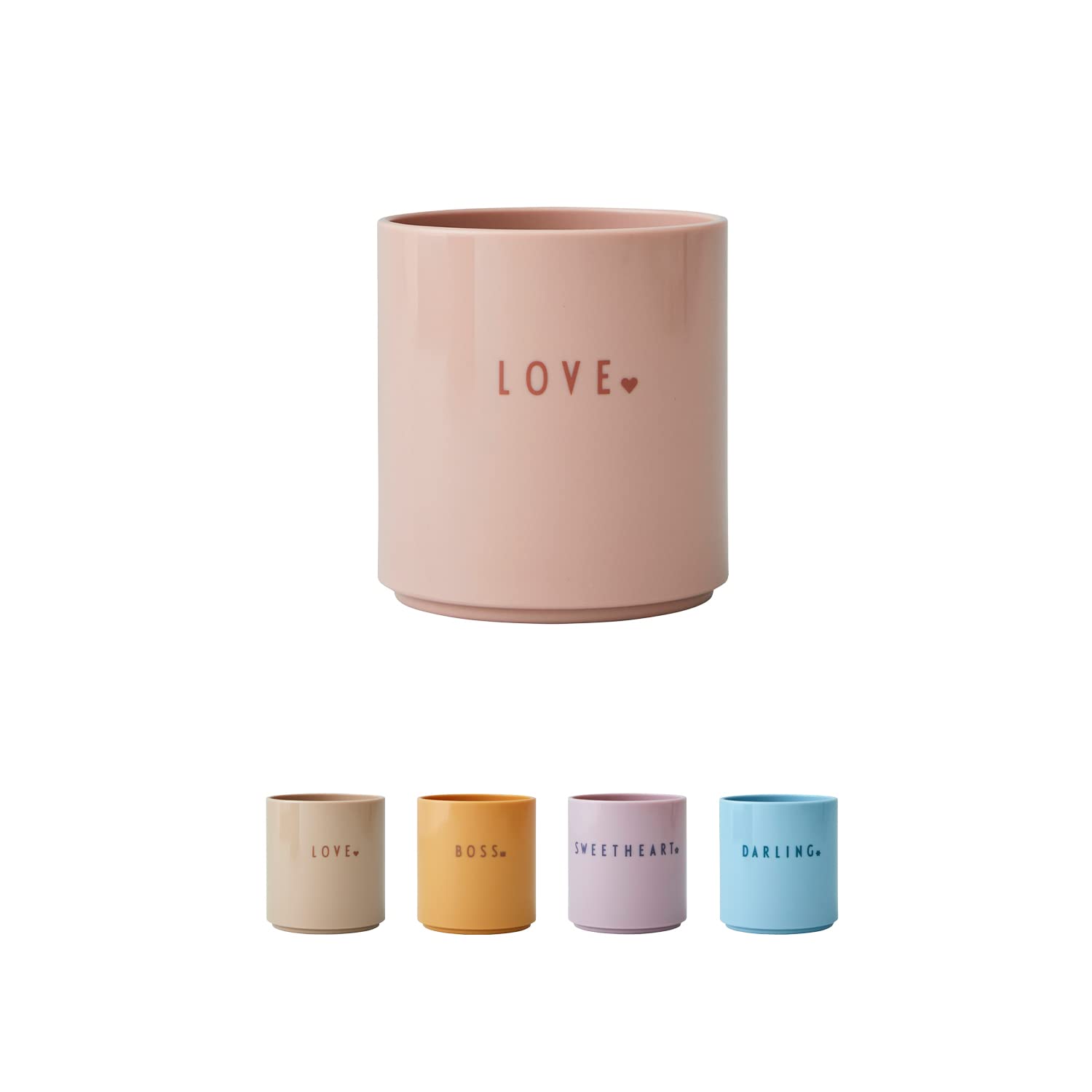 design letters MINI taza Tritan favorita para bebés y niños, MINI LOVE (Nude)  - Reutilizable, Sin BPA y BPS, Palabras dulces impresas en la parte  delantera y trasera, Apta para lavavajillas :