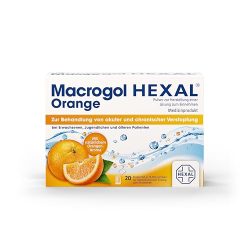 Macrogol HEXAL® Orange | 20 St | Wirksame Hilfe bei chronischer Verstopfung | Wirkt sanft | Angenehmes Orangen-Aroma
