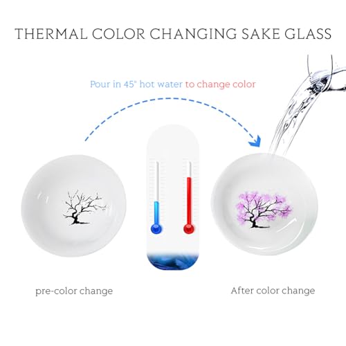Tazas de sake japonesas de cerámica Glomora con efecto Sakura para el hogar 4