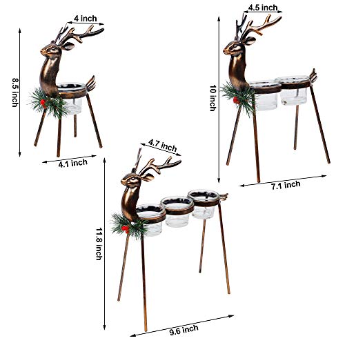 Forup 3 Pack Metal Reindeer Tea Light Candle Holders, Glass Votive Candle Holders, Christmas Reindeer Metal Candle Holders, Christmas Table Decorations For Home #TOP1