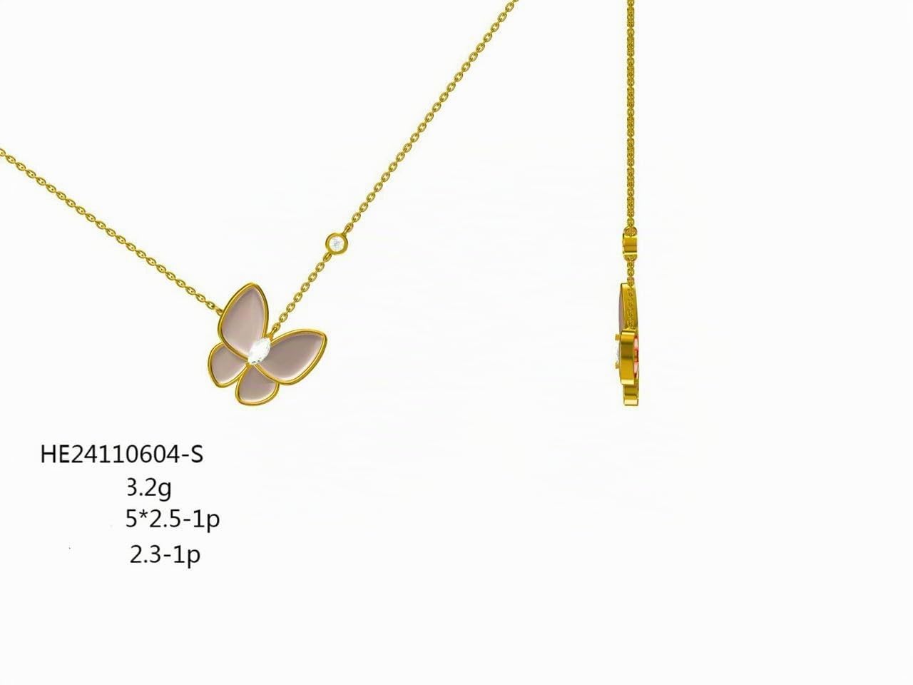Collar de Mariposa con Circonitas, Plata 925 bañada en Oro Rosa, Diseño Elegante
