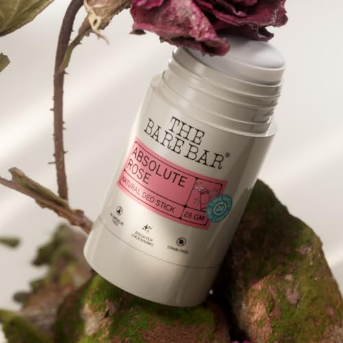 Image of The Bare Bar Absolute Rose Natural Deodorant Stick 28g | Up to 24-Hour Odour Control | Long-Lasting Freshness | Aluminium-Free, Baking Soda-Free | No White Marks, No Staining | For Men & Women