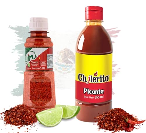 El Chilerito Salsa Picante 355 ml + Tajín Clásico 142 g | Salsa Mexicana Extra-Hot y Condimento Chile-Limón para Frutas, Botanas y Bebidas