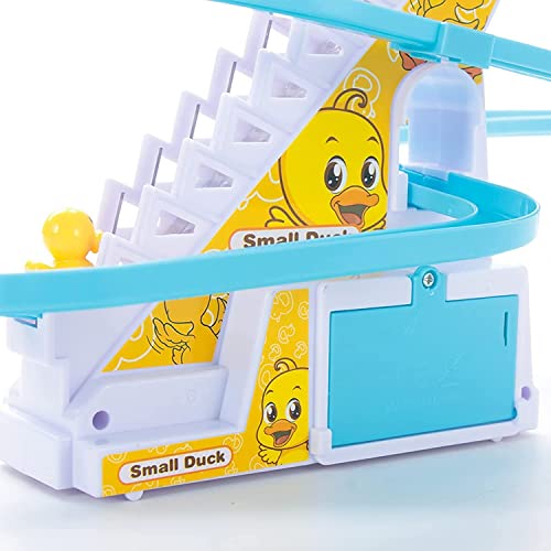 Image of OPINA Duck Track Slide Toys Climb Stairs Toy Railcar | Educational Climbing Stairs Toys With Music For Children Toddler Boys Girls (3 Ducks Included)(Small Duck),Multicolor