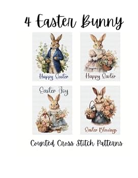 4 Easter Bunny: Counted Cross Stitch Patterns