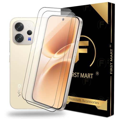 Image of FIRST MART Tempered Glass Screen Protector for Vivo V70 / V70 Elite - Full-Glue Screen Guard, 3D Edge to Edge, HD Clear, Bubble-Free, Case-Friendly, Black, Pack of 2