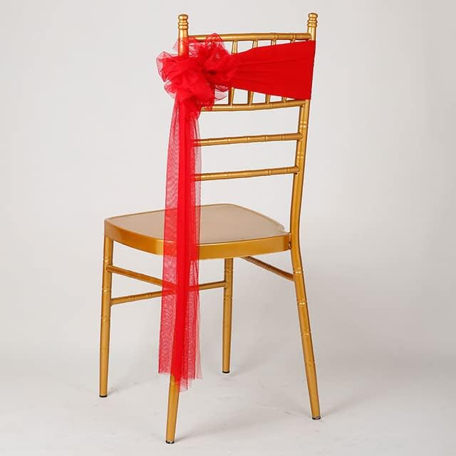 50pcs Hotel Spandex Organza Chair Slash Thin Chair Sash Decoration for Wedding Party Large Meeting Room Red and White (Red)