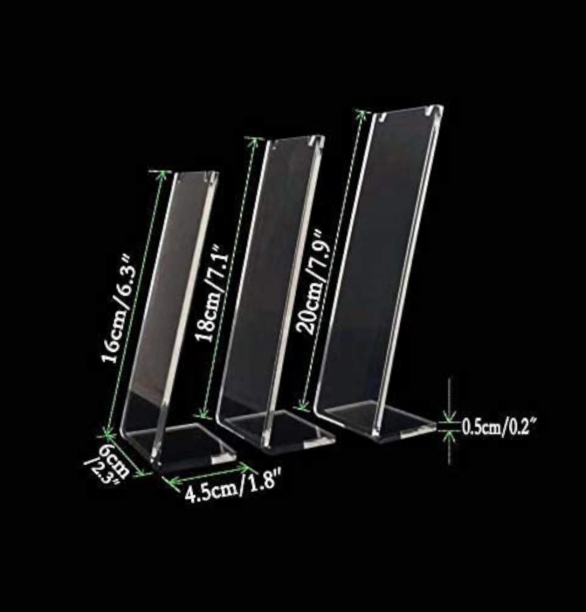3pc Clear Acrylic Necklace Display Stands for Jewelry