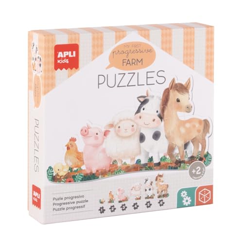 APLI Kids 20123 -My First Farm, 6 Puzzles progresivos con Piezas Grandes para Realizar un puzle Completo de 21 Piezas, Apto para niños a Partir de 2 años