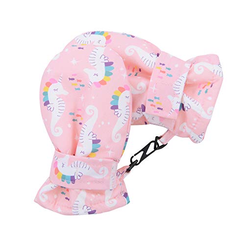 Image of Lined Fleece Toddler Mittens Kids Winter Warm Gloves Child Ski Gloves Waterproof Snow Baby Mitten for Boys Girls Pink S