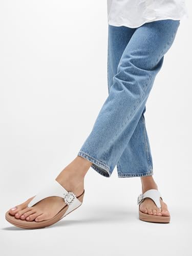 Image of FitFlop Women's Lulu Crystal-Buckle Leather Toe-Post Sandal