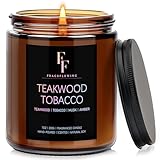Teakwook Tobacco Scented Candle for Home Soy Wax Candle, Aromatherapy Candle Gift for Women Men, 7oz