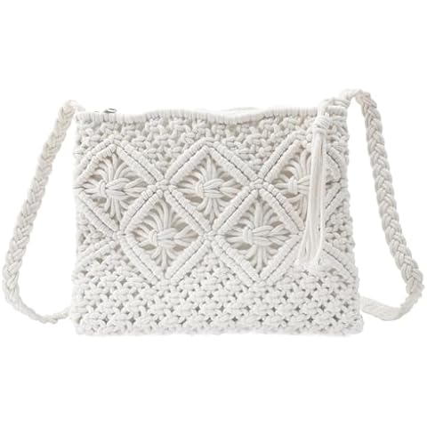 DAWRIS White Handmade Crochet Handbag Cover