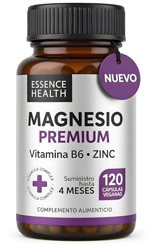 Magnesio Premium Complex 5 en 1 | Complejo de Magnesio con Bisglicinato de Alta Absorción + Zinc y Vitamina B6 | 120 Cápsulas Veganas | Apoyo Muscular | Estrés y Energía | 4 Meses