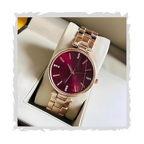 GOLDENIZE FASHION Women Stainless Steel Casual Watch Diamond Sqaure Dial Womens& Girls Watch with Rose Gold Stainless Steel Strap-Gift Watch (Maroon) (B0DDCJBTX4) Amazon Price History, Amazon Price Tracker