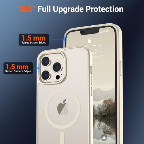 SUPFINE Magnetic for iPhone 12 Pro Max Case [Compatible with MagSafe] [10 FT Military Grade Drop Protection] Slim Translucent Matte Shockproof with Anti-Fingerprint Phone Case,Matte Antique White