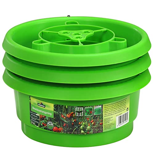 Dehner Bewässerungsring mit Schneckenschutz, 3 Stück, je Ø 24 cm, Höhe 9 cm, Kunststoff, grün