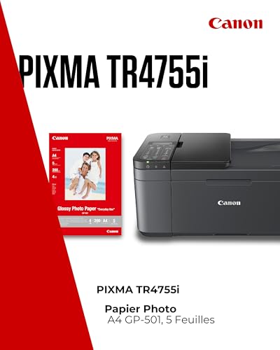 Canon PIXMA TR4755i - Imprimante Couleur 4-en-1 - Impression, Numérisation, Copie, Télécopie - CAD 20 Feuilles, Imprimante Photo, PIXMA Print Plan - Inclus Papier Photo A4 GP-501, 5 Feuilles – Image 3