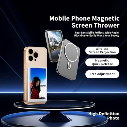 Image of Suicune Vlog Selfie Monitor Screen for iPhone & Android, Magnetic Phone Back Camera Selfie Monitor, Content Creator Essentials, Wireless Mirroring for YouTube Live Streaming