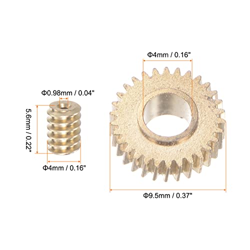 Harfington Worm Gear Set Wheel Shaft Brass 0.3 Modulus 30:1 Reduction Rate 5.6Mm Shaft Height Right Rotate Drive Gear Box Wheel Shaft Kits For Small Motor #TOP1