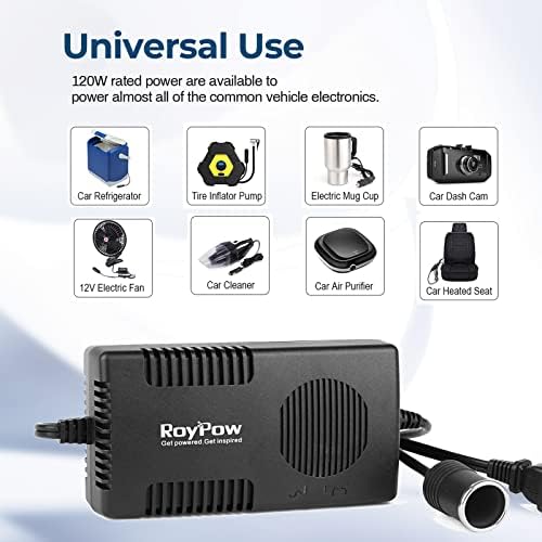 RoyPow Voltage Converter AC 240V to DC 12V 10A Power Adapter 120W (Max 150W) Car Cigarette Lighter Socket Transformer Mains