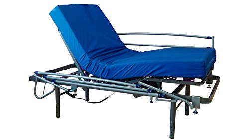 ekamia - Cama Geriátrica Eléctrica con Colchón Sanitario, Patas Regulables y Barandilla - 90cm x 190cm