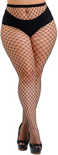 HZH Womens High Waist Tights Fishnet Stockings Plus Size Thigh High Pantyhose
