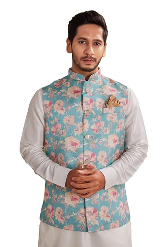 Indian Traditional Jacquard Waistcoat Wedding Festive Occasions Nehru Jacket For Men