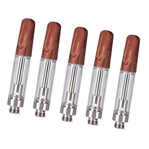 Empty 1mL Wood Tip Silver Refillable CBD Cartridge,510 Screw Thread Atomizer with Leak Proof,1.2ohm Ceramic Coil Atomizer for Most Battery Box Mod, Nicotine Free (5Pcs Per Pack)
