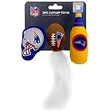 Picture of BEST PLUSH CAT TOY: NFL NEW ENGLAND PATRIOTS Complete Set of 3 piece Cat Toys filled with Fresh Catnip. Includes: 1 Helmet Cat Toy, 1 Football Cat Toy with Feathers & 1 Beer Bottle all with Team LOGOS