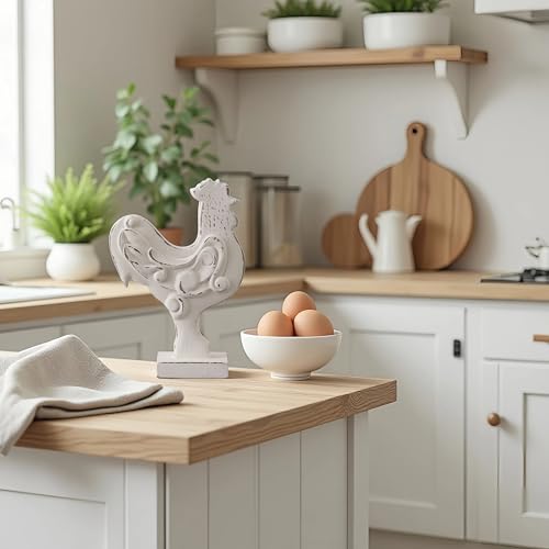 Estatua pequeña rústica de gallo para cocina 6 x 8 pulg miniatura 3