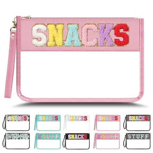 YEMEDA Bolsa transparente de felpilla con cremallera para viajes, bolsa de maquillaje transparente de nailon, bolsa de cosméticos impermeable de PVC, bolsas de aperitivos para mujeres y niñas, bolsas