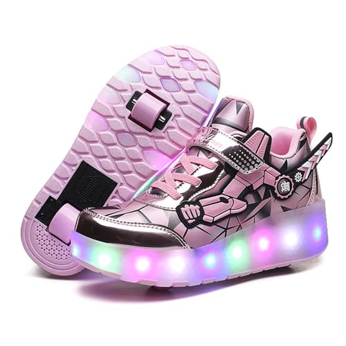 Kids Roller Skates Shoes Sneakers for Boys & Girls, Automatic Retrectable Technical Skateboarding Skates for Sneakers for Girls Boys Novel Gift - 2 Roller 27-43 Size