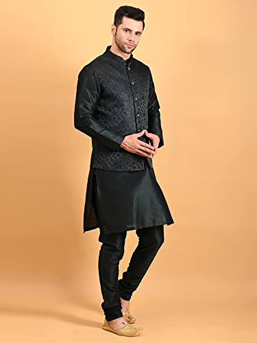 Image of Uri and MacKenzie Men's Silk Blend Kurta Pajama with Designer Ethnic Nehru Jacket /Modi Jacket