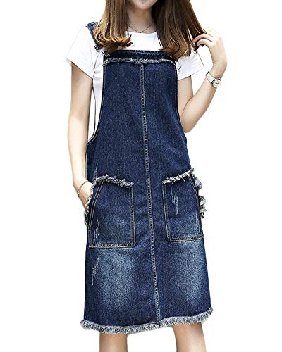 LaoZanA Vestido Peto Vaquero Mujer Denim Dungaree Vestidos Talla Grande 5XL